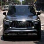 Front exterior of a silver 2024 INFINITI QX60