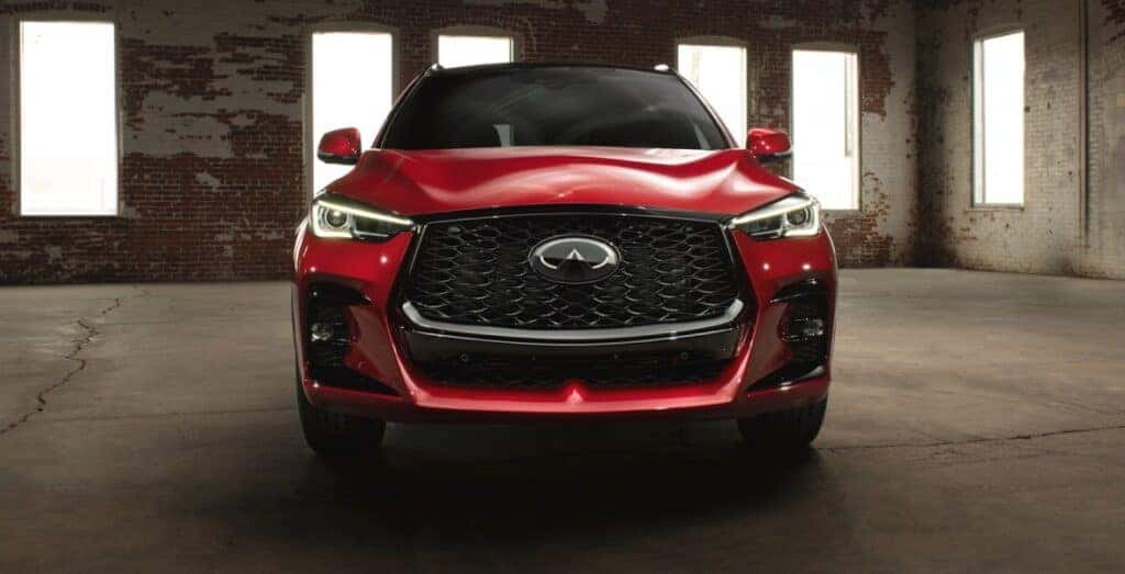 Exterior of a red 2024 INFINITI QX50