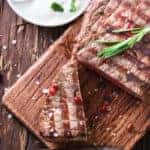 steak on wooden platter