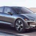 2019 Jaguar I-PACE in gray driving on desert highway