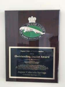 2016 Jaguar Clubs of North America Dealer of the Year Award Jaguar Colorado Springs