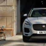 2018 Jaguar E-PACE pulling out of parking garage