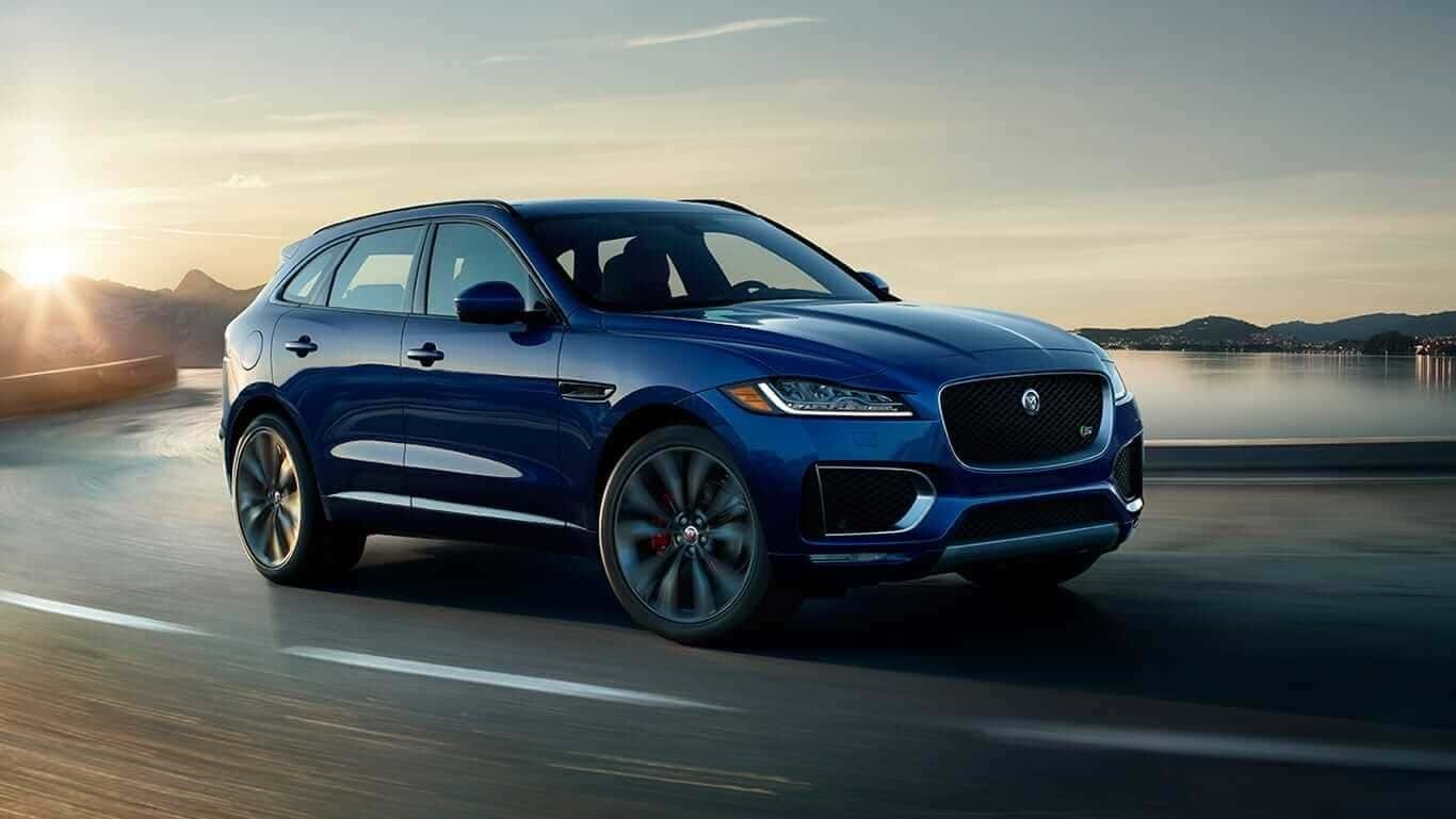 2018 Jaguar F-PACE blue exterior