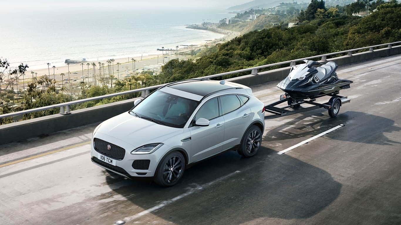 2018 Jaguar E-PACE towing waverunner