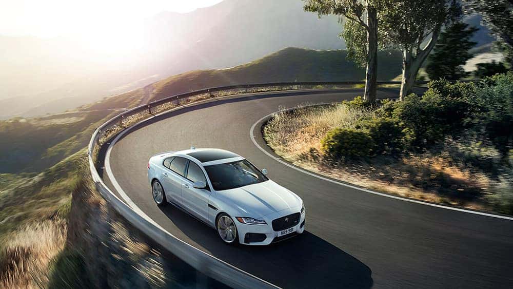 2019 Jaguar XF luxury sedan front side view