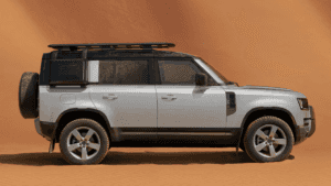 Light Gray 2026 Defender 110 in desert