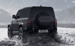 Black 2026 Defender 90 Driving in low water