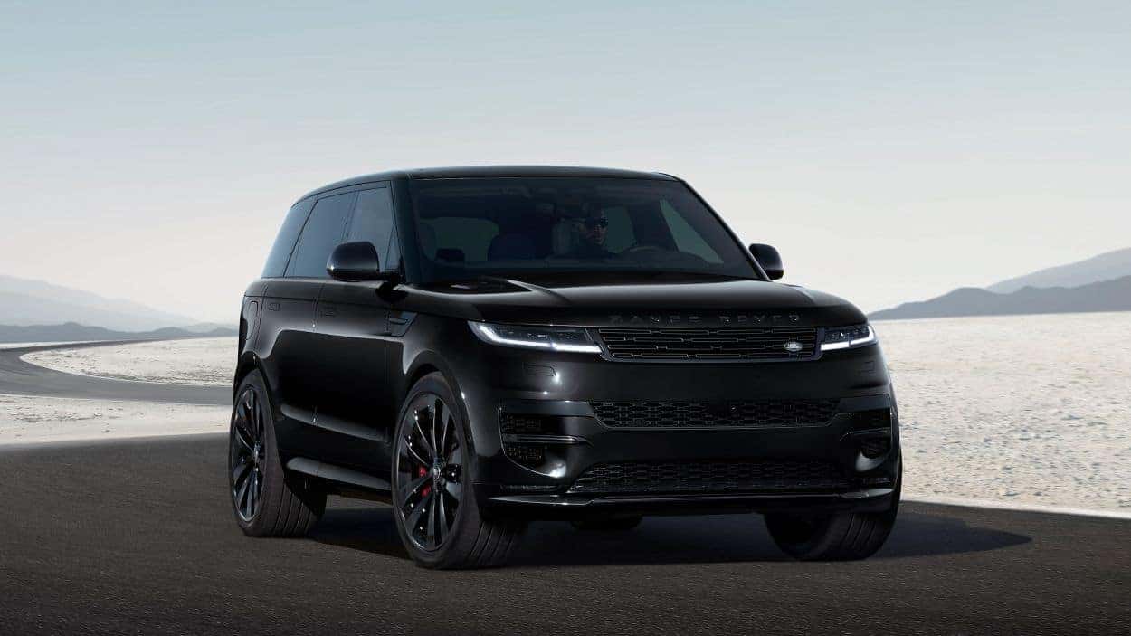 Black 2026 Range Rover Sport parked on a flat road