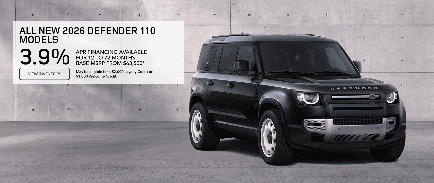 New 2026 Defender 110 APR 72 months National Offer October