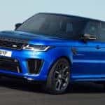 blue 2018 Land Rover Range Rover Sport on race track banner