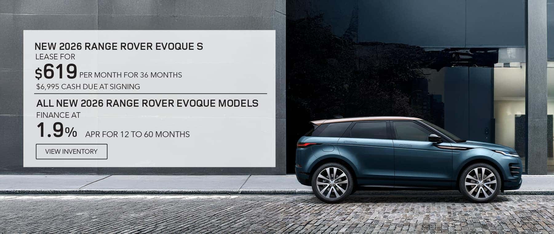New 2026 Range Rover Evoque lease and apr offer for August 2026