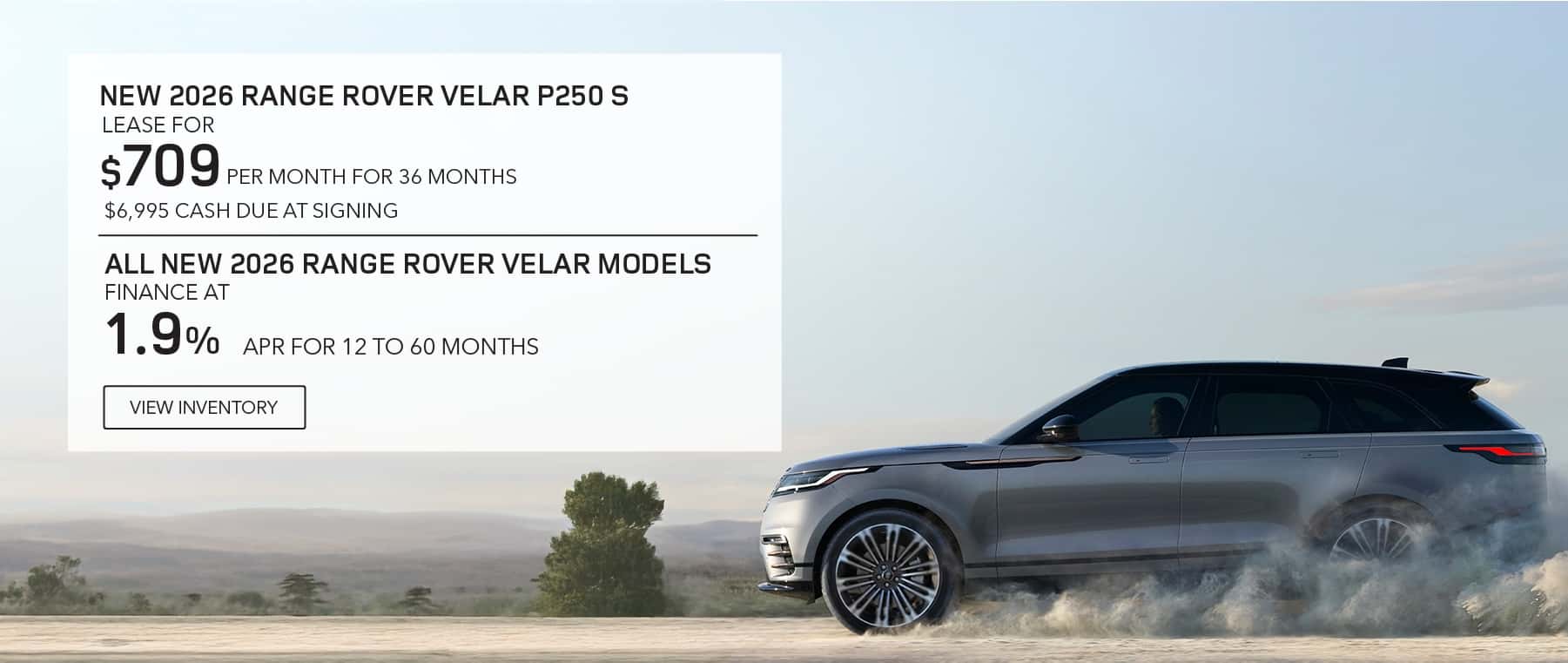 New 2026 Range Rover Velar lease and apr offer for August 2026