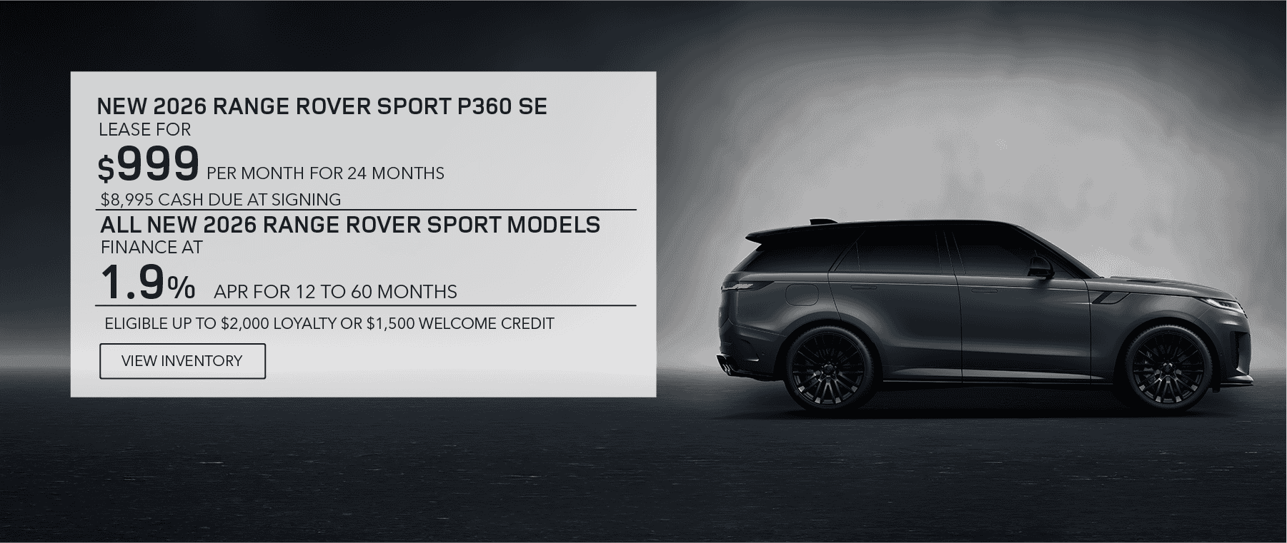 New 2026 Range Rover Sport lease, apr, and loyalty offer for October 2026