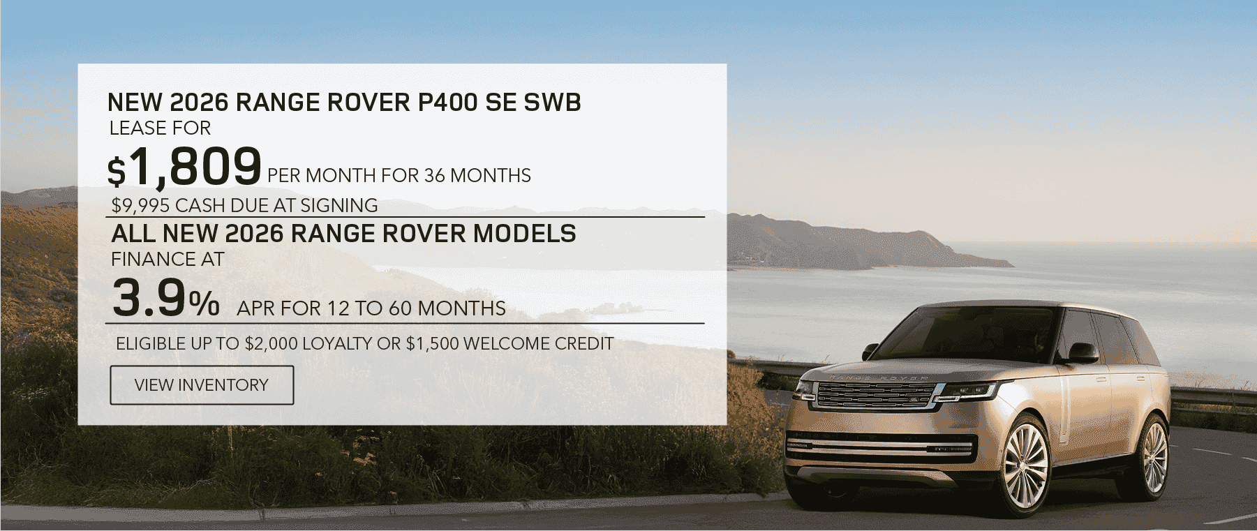 New 2026 Range Rover lease, apr, and loyalty offer for October 2026