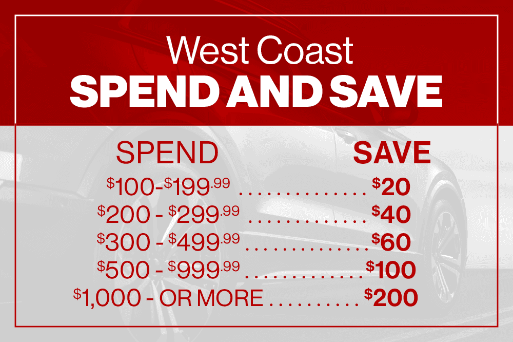 Spend more and Save more. Spend $200 save $20. Spend $300 save $40, Spend $500 save $60, Spend $1000 save $100. Spend over $1000 save $200
