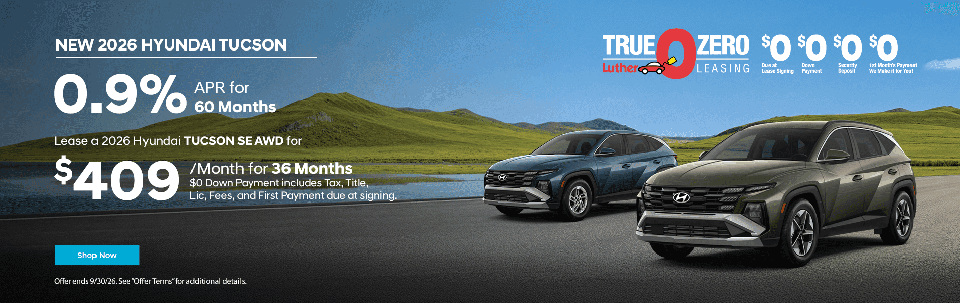 New 2026 Hyundai Tucson 0% APR for 60 Months