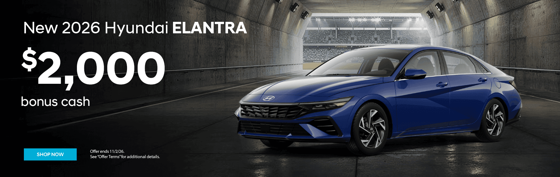 New 2026 Hyundai Elantra Subtext: $2,000 Bonus Cash