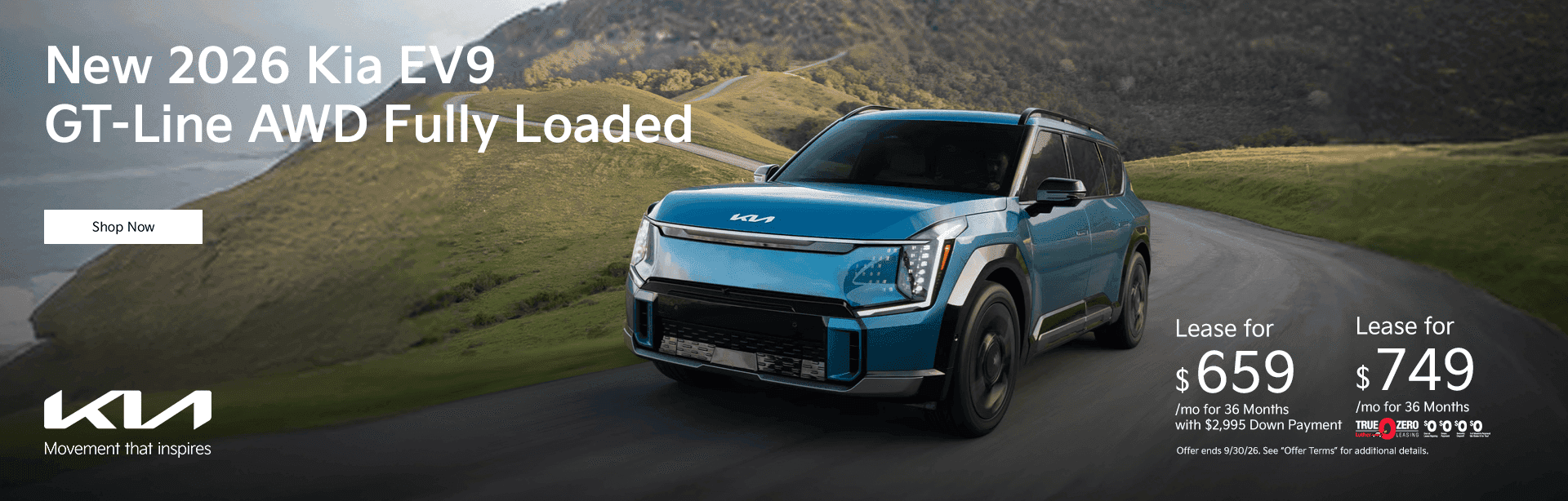 New 2026 Kia EV9 GT-Line AWD Fully Loaded Subtext: Lease for $659/mo for 36 Months with $2,995 Down Payment Lease for $749/mo for 36 Months