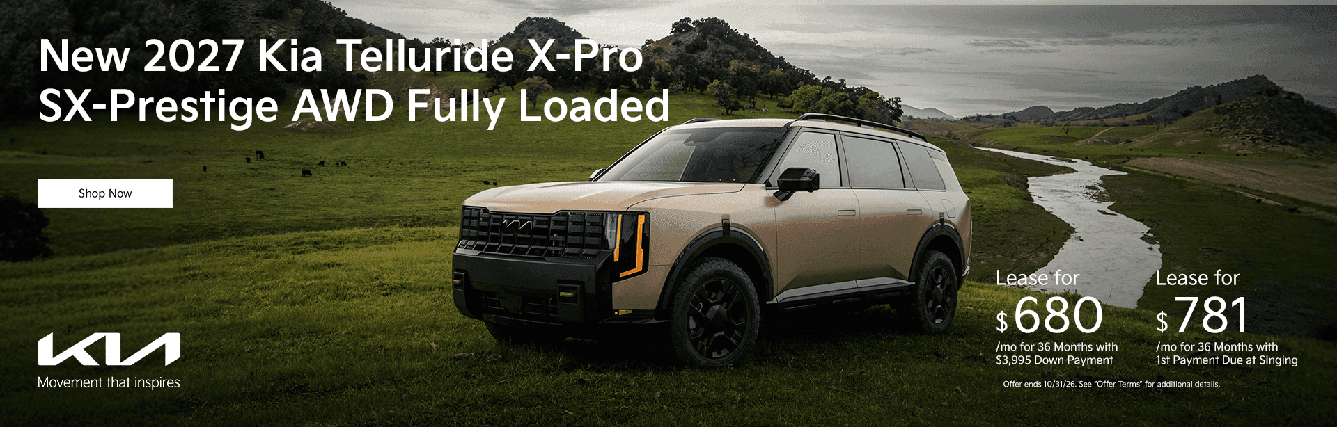 New 2027 Kia Telluride X-Pro SX-Prestige AWD Fully Loaded Subtext: Lease for $680/mo for 36 Months with $3,995 Down Payment Lease for $781/mo for 36 Months with 1st Payment Due at Singing