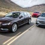 2018 volvo v90 t6 inscription awd 2018 jaguar xf sportbrake s 2018 mercedes benz e400 4matic wagon comparison test placement 1527024037
