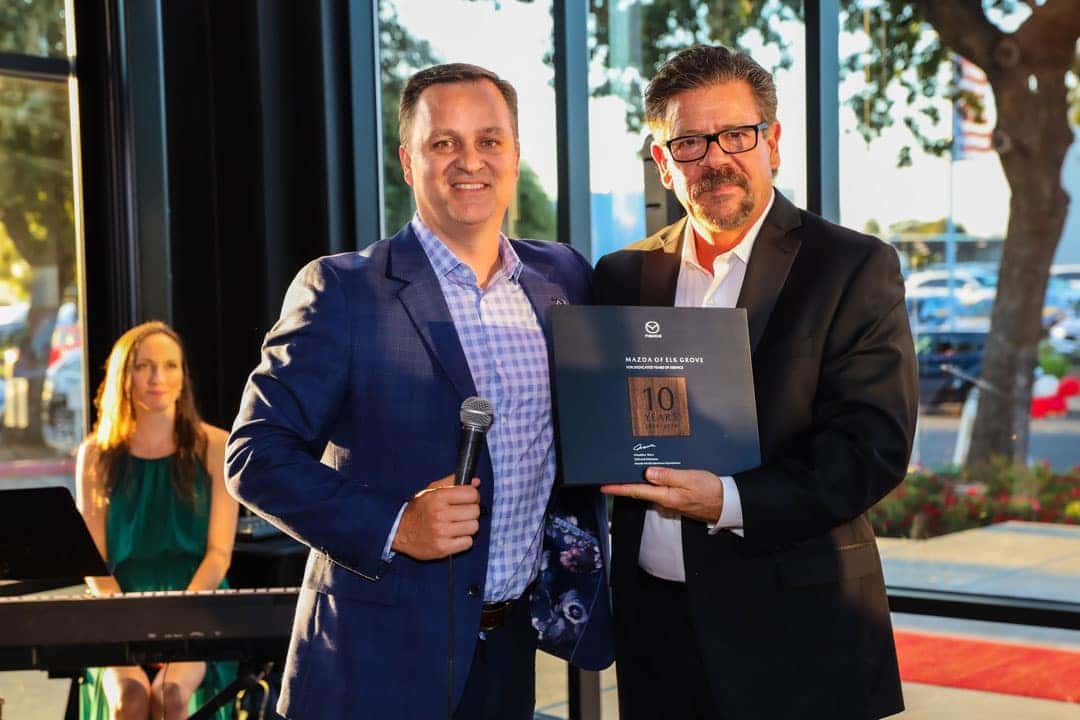 Mazda Elk Grove 10 year award acceptance by owner 