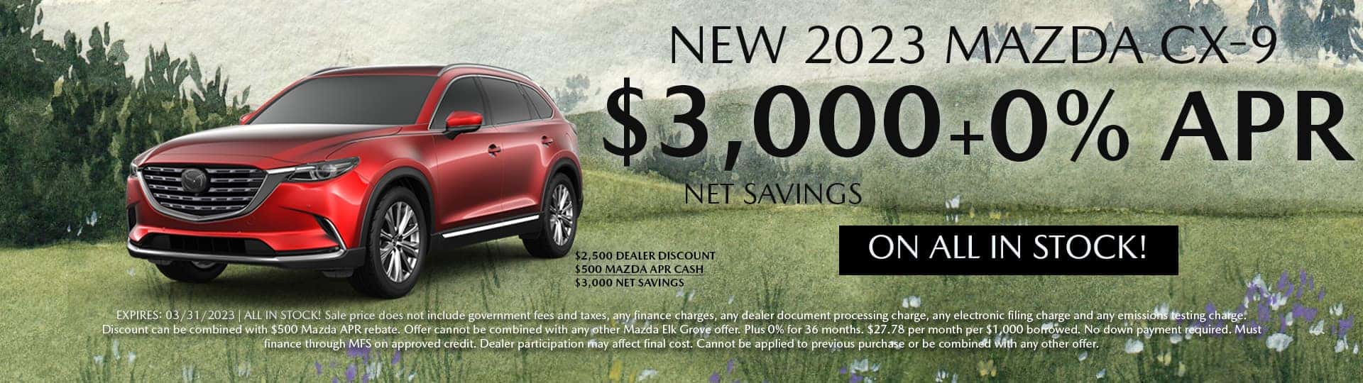 New 2023 Mazda CX9, up to $3,000 net savings on al in stock