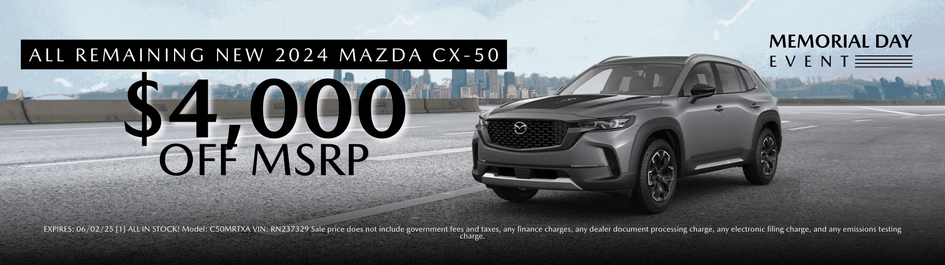 All Remaining New 2024 Mazda CX-50 $4,000 OFF MSRP