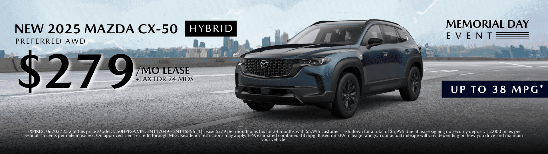 New 2025 Mazda CX-50 Hybrid Lease Offer