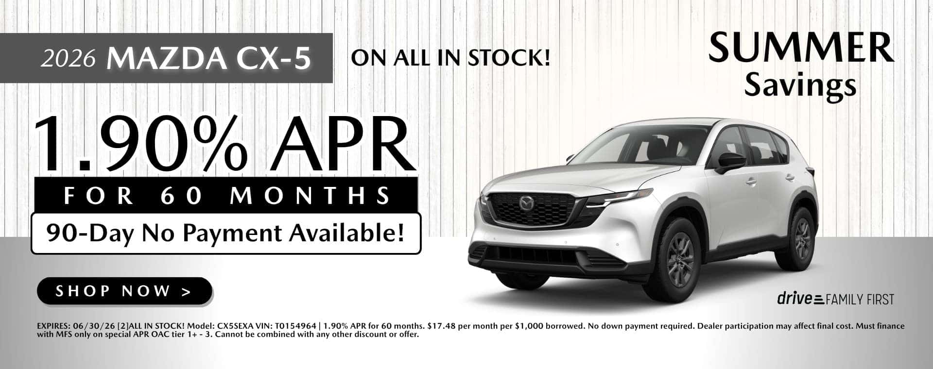 2026 CX-5 1.9% APR for 60 mos.
