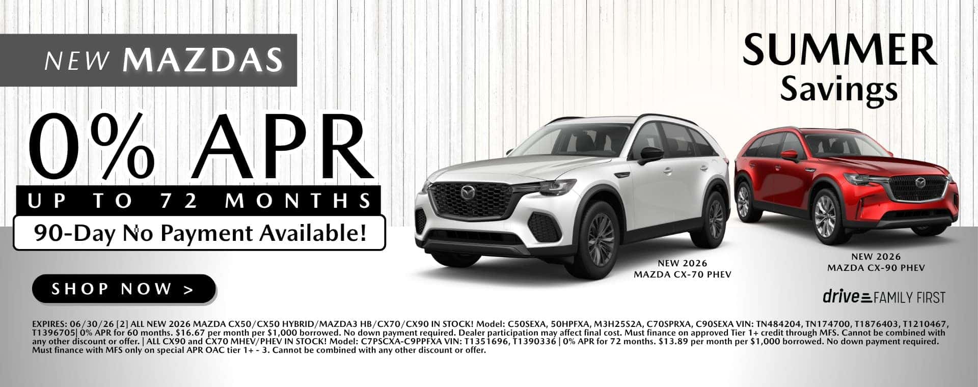 New Mazdas 0apr up to 72 mos.