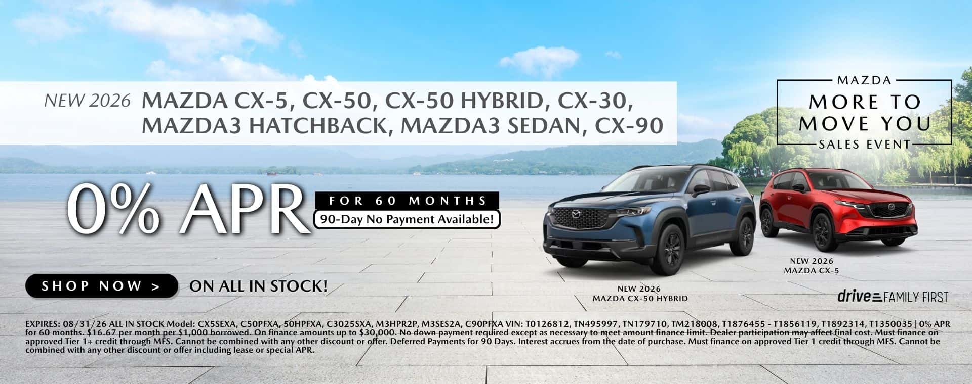 Mazda CX-5, CX-50, CX-50 hybrid, CX-30, Mazda3 Hatchback, Mazda3 SEDAN, CX-90