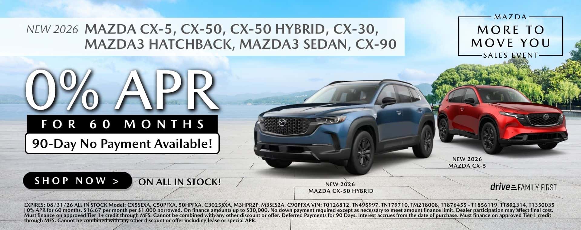 Mazda CX-5, CX-50, CX-50 hybrid, CX-30, Mazda3 Hatchback, Mazda3 SEDAN, CX-90