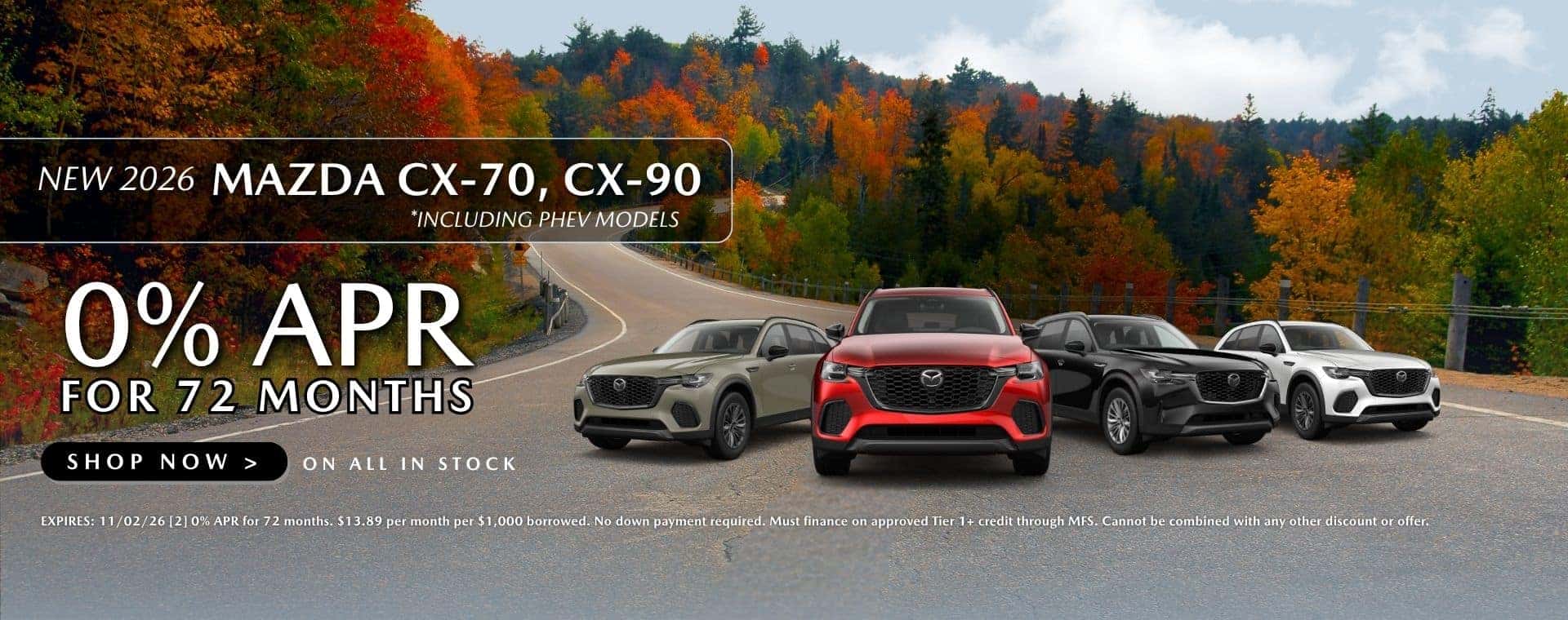 New Mazdas 0% apr for 72 mos.