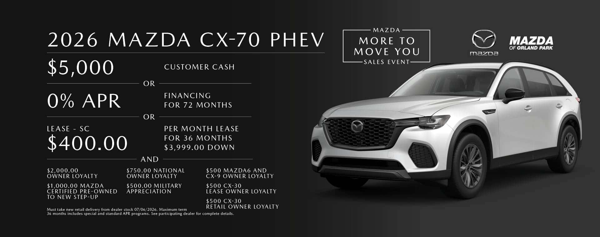 Lease the Mazda CX-70 PHEV