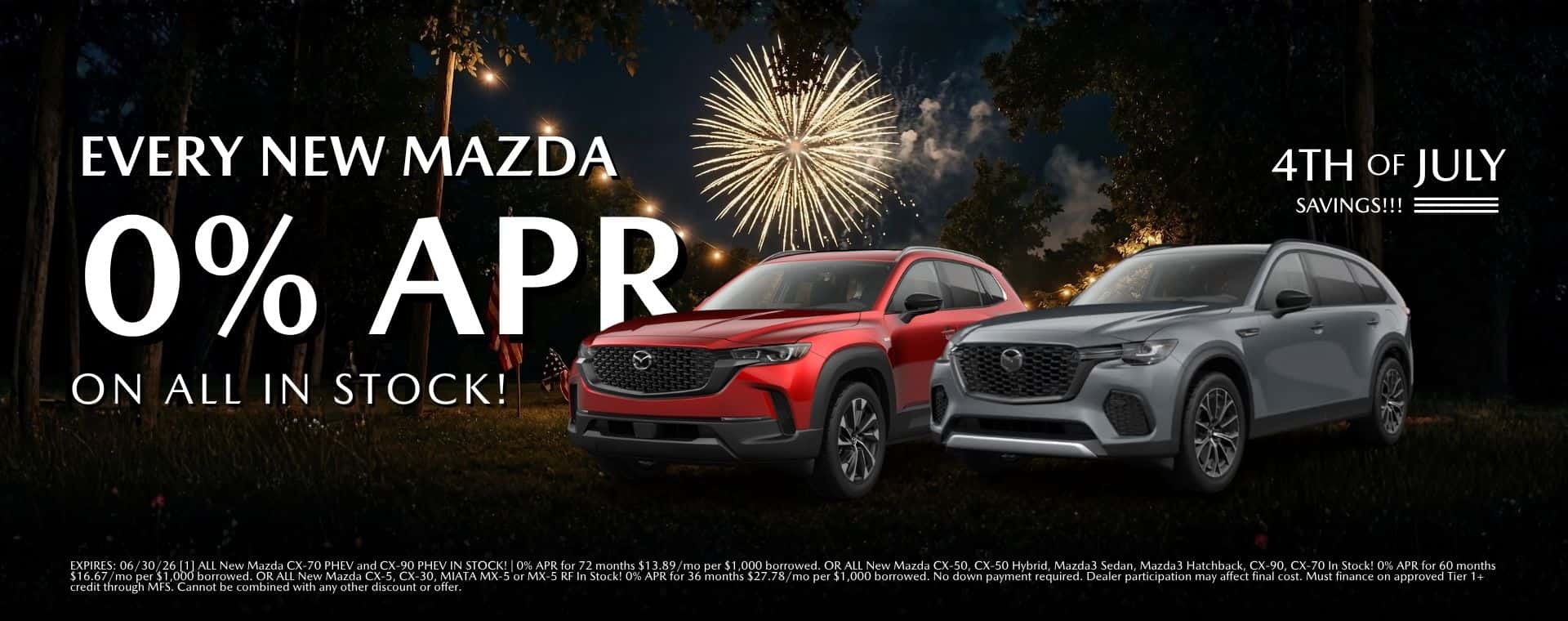 4th of July New Mazda Hybrids 0% APR At Mazda Roseville