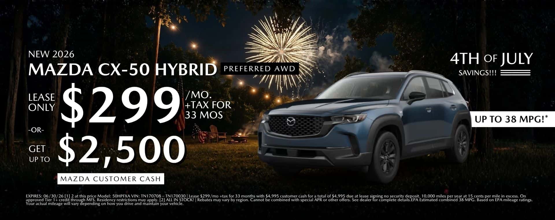 4th of July Mazda CX-50 Hybrid Preferred Lease at Mazda Roseville