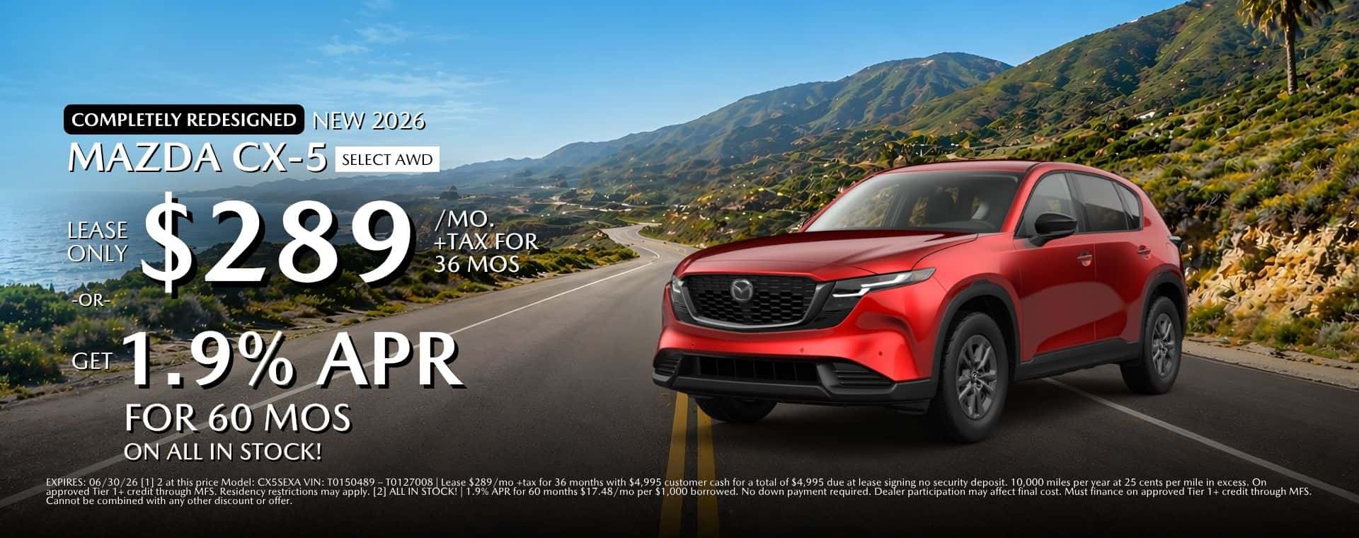 2026 Mazda CX-5 Select AWD Lease At Mazda Roseville
