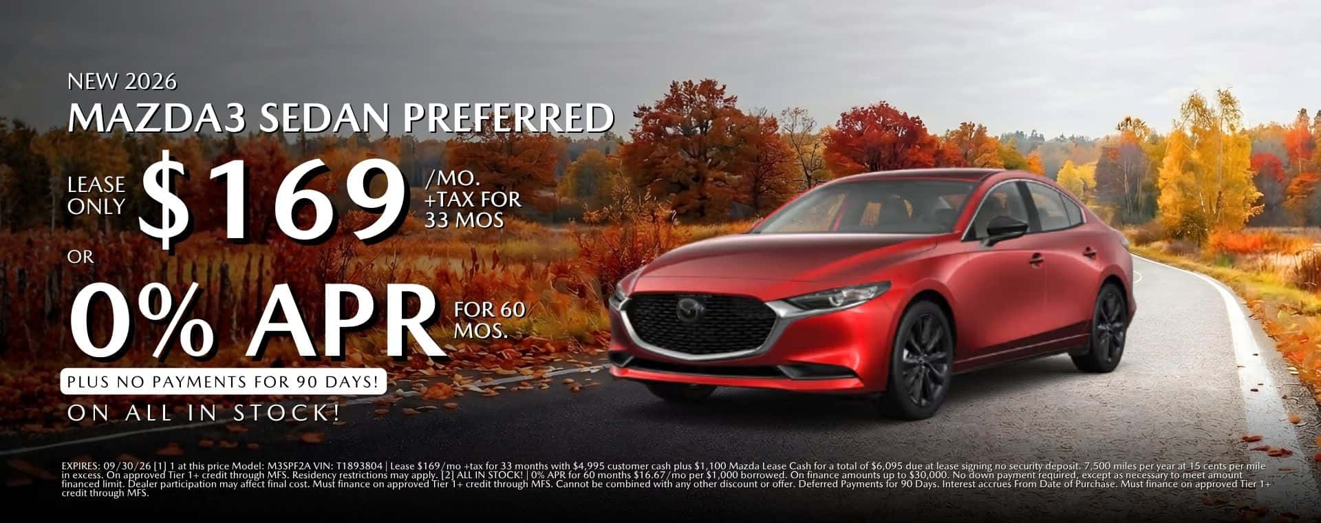 2026 Mazda3 Sedan Lease at Mazda Roseville