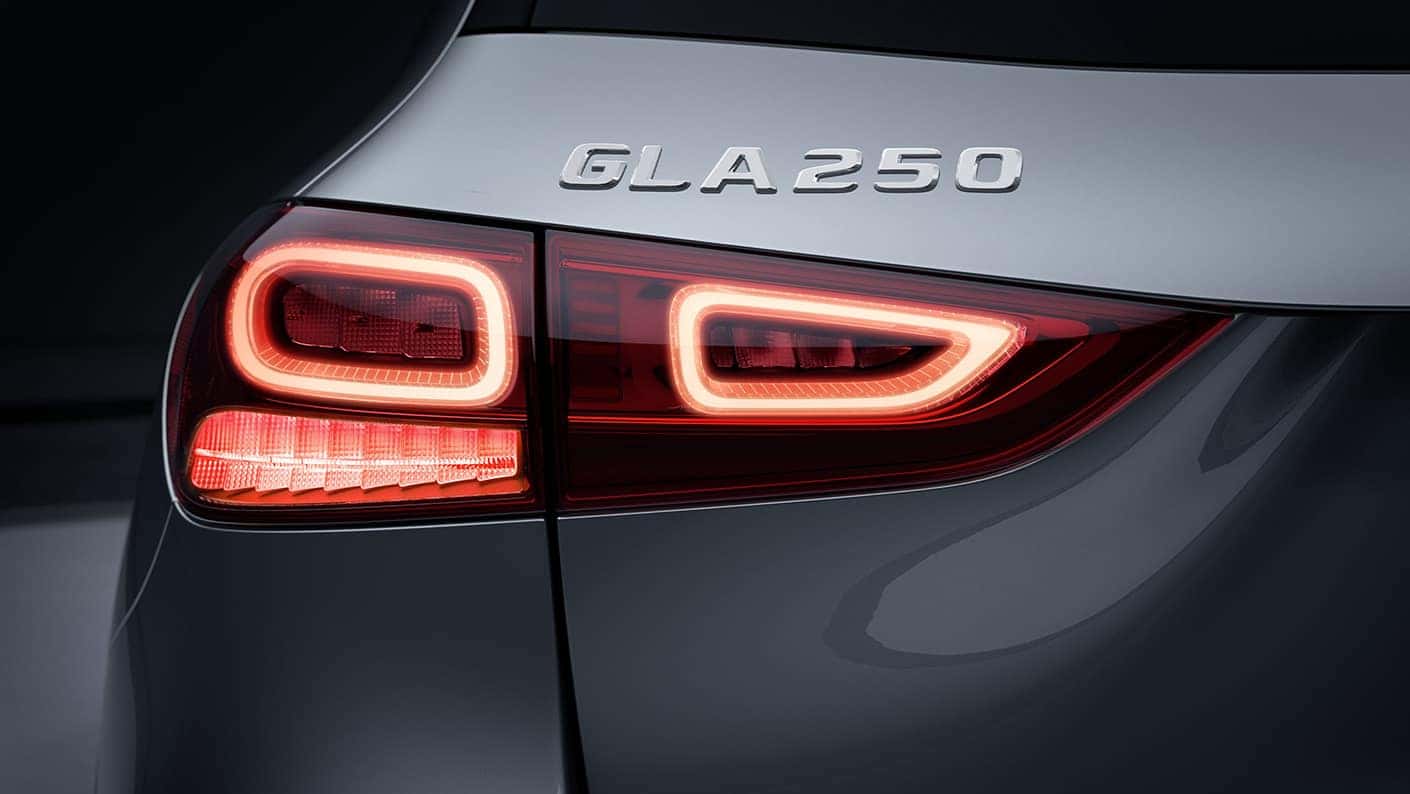 2021 GLA 250 emblem on back of car