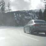 Mercedes-Benz driving on a snowy road
