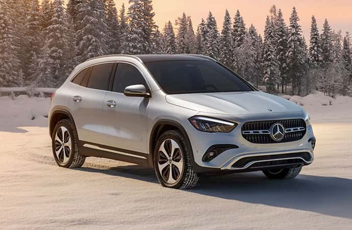 New Mercedes-Benz GLA SUV in the snow