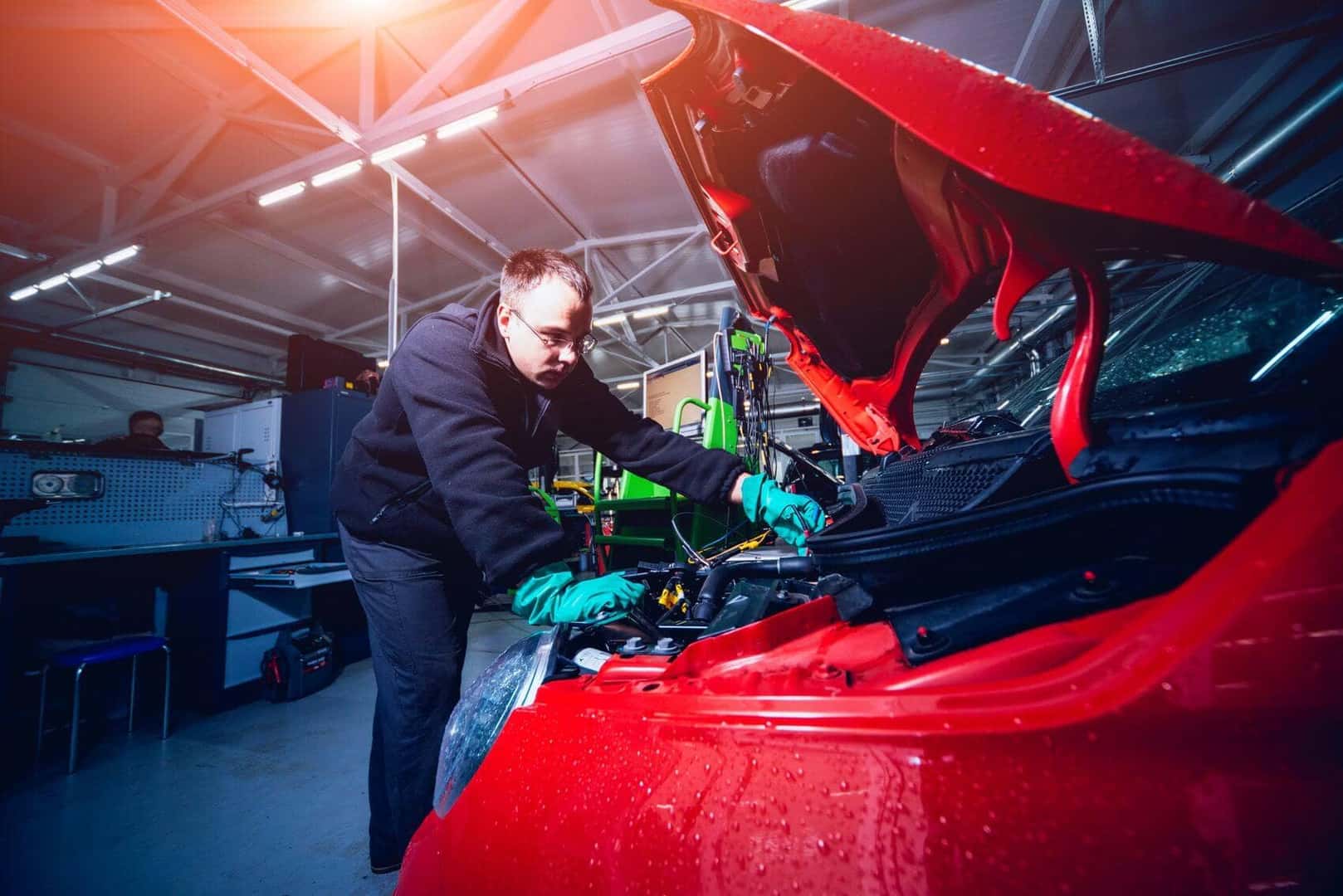 Repairing with hood up