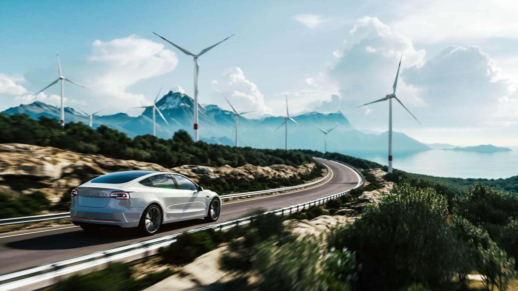 An electric car on a drive