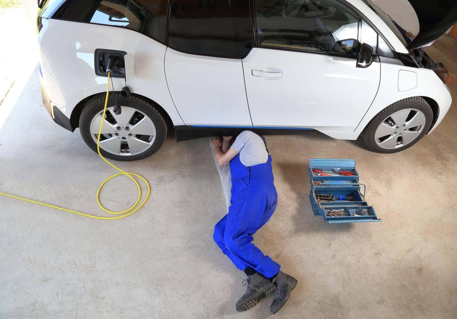 Working on electric car