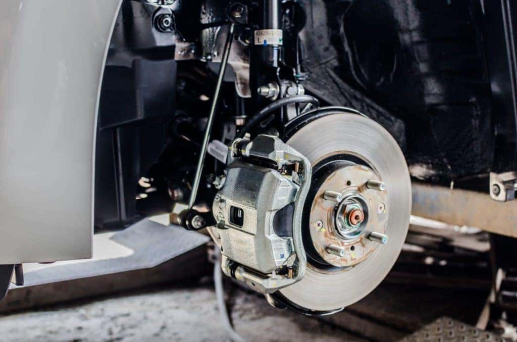 An exposed brake pad