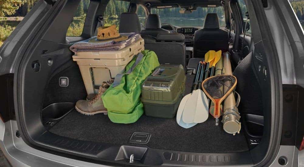 The black rear cargo area in a 2025 Honda Passport.