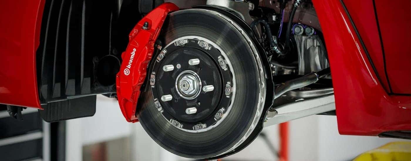Red caliper and black rotor on a 2023 Honda Civic Type R