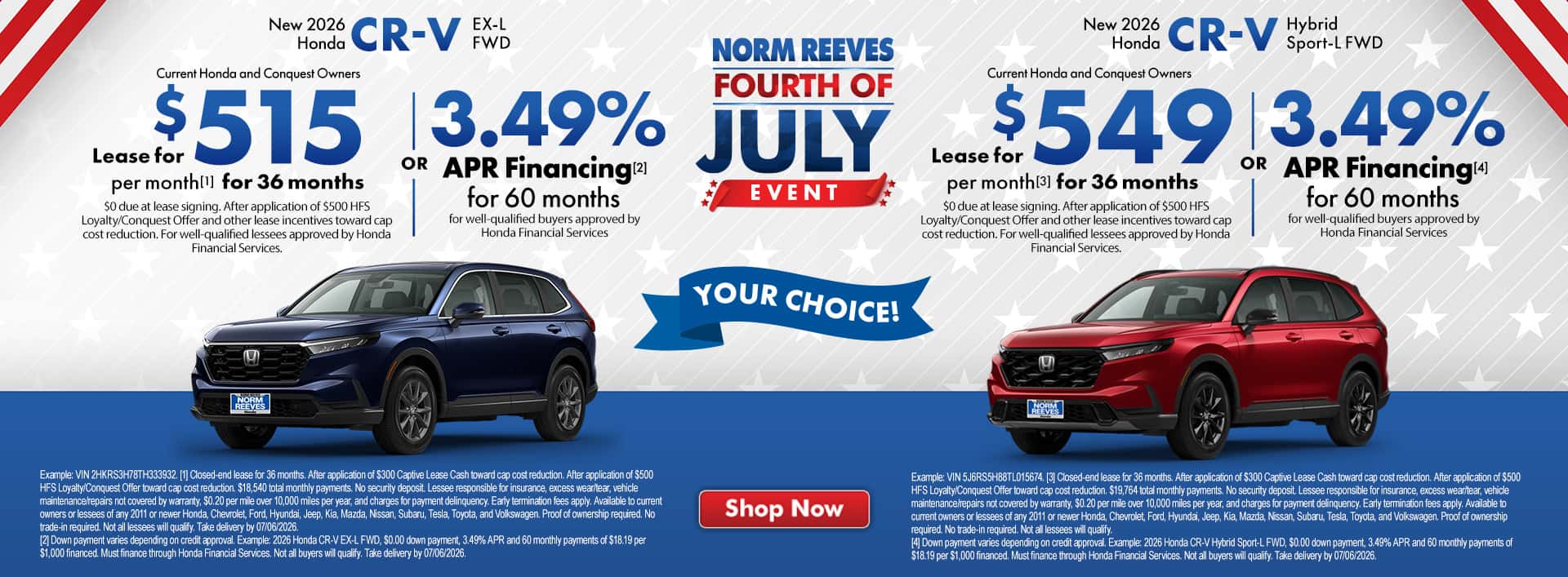 Norm_Reeves_Honda_North_Richland_Hills_Slide_Incentive_Desktop_1920x707_Dual_CRV_06-264thofjulylogo
