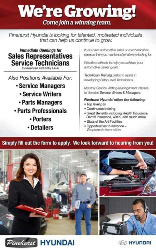 Careers | Employment Opportunities | Pinehurst Hyundai in Southern Pines