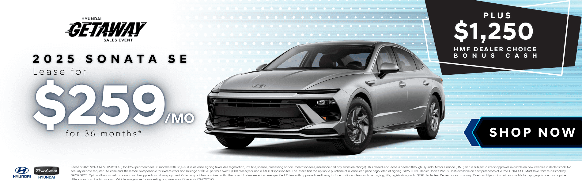 Hyundai Getaway Sales Event 2025 Sonata SE Lease Offer